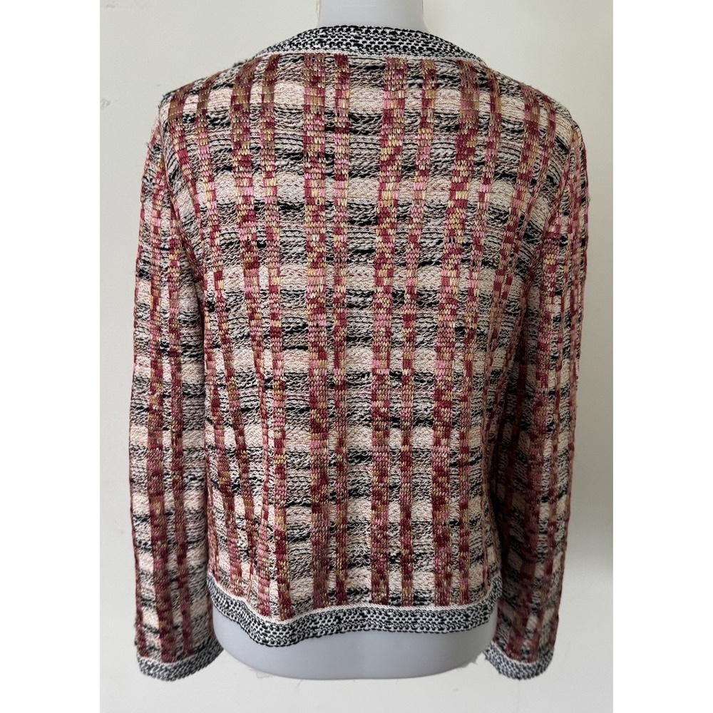 St John Tweed Knit Jacket Textured Full Zip Long Sleeve Womens Size 10 USA Made - Picture 3 of 12